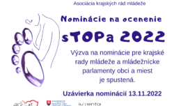 VÝZVA NA DORUČENIE NOMINÁCIÍ NA OCENENIE  sTOPa 2022